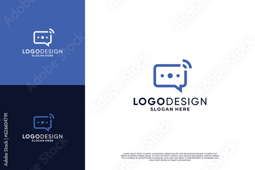 Communication logo design. Chat bubble dialogue and discussion logo.