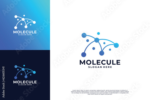 Molecule logo design. Scientific laboratory innovation icon.