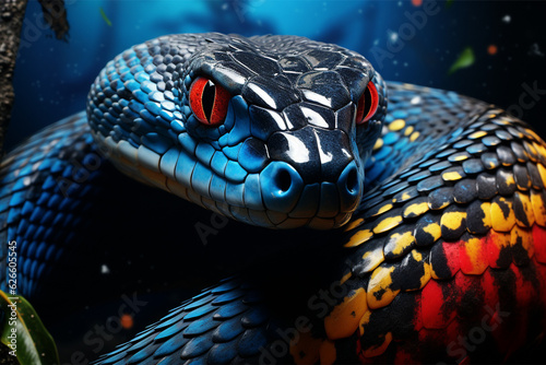 Close-up photo of a snake. Generative AI.