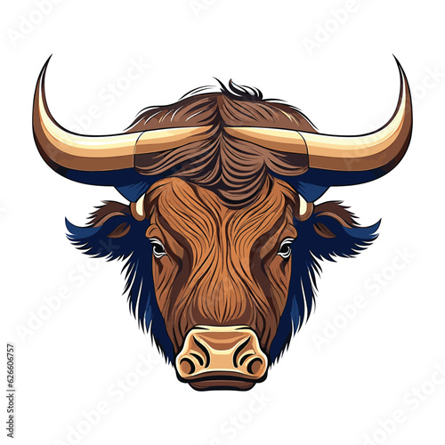 Buffalo head with a vector illustration on white background