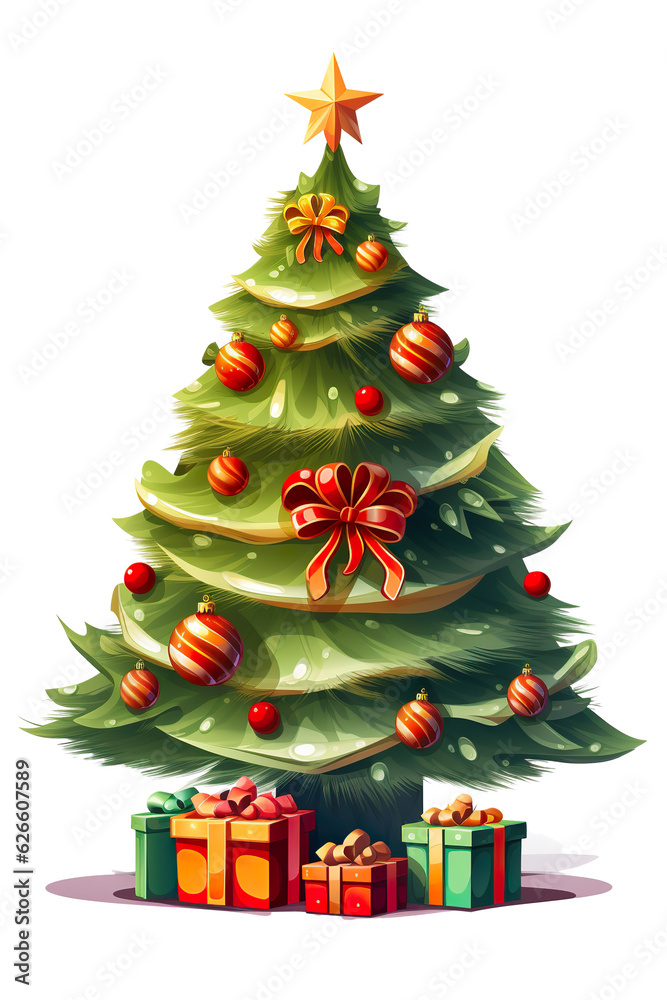 Decorated Christmas trees, white background, vector illustration PNG Decorated Christmas trees, white background, vector illustration PNG
