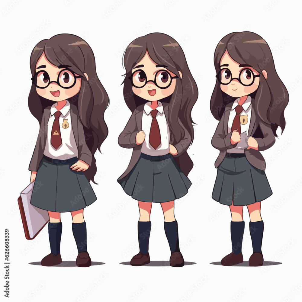 Lawyer kid in legal clothes, cartoon illustration, young girl, multipose. Lawyer kid in legal clothes, cartoon illustration, young girl, multipose.