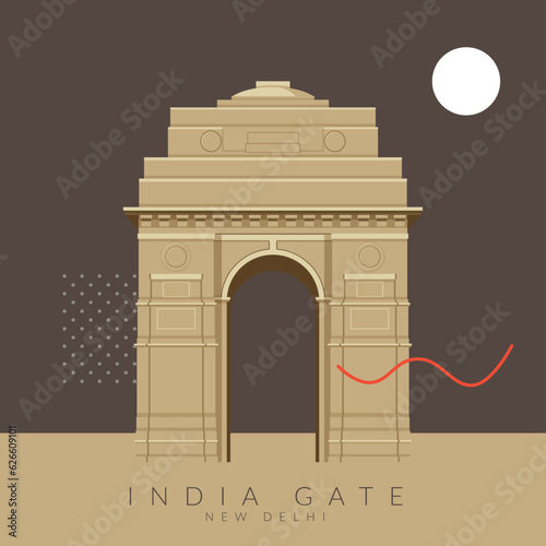 Historical Icon -  India Gate - A War Memorial , New Delhi - Icon Illustration