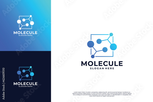 Molecule logo design. Scientific laboratory innovation icon.