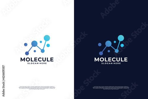 Molecule logo design. Scientific laboratory innovation icon.