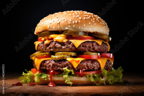 Double Cheeseburger as fast food. Generative AI