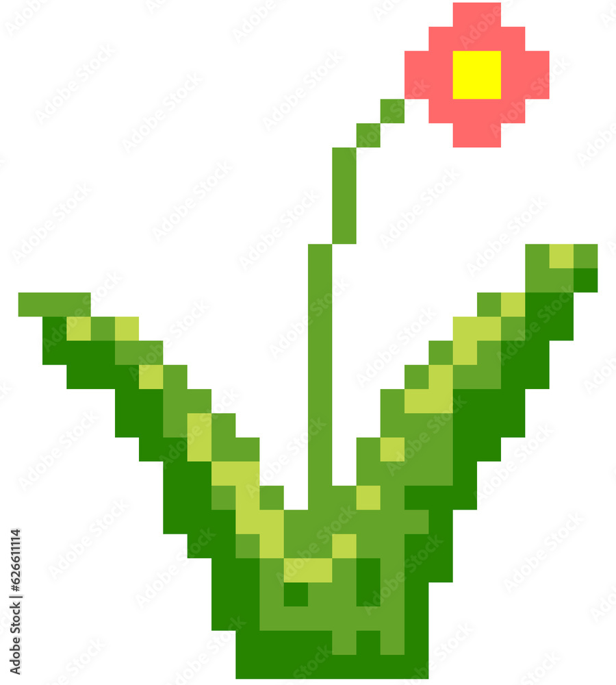 Pixel flowers and grass to decorate.