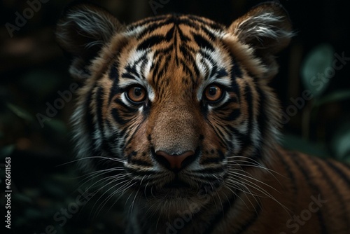 Adorable young tiger. Generative AI