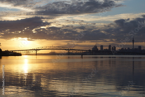 Auckland City Harbour Bridge at Sunrise