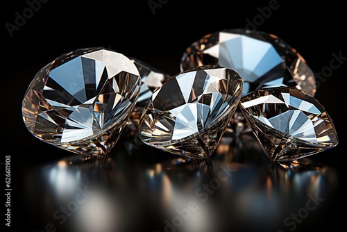 Diamond. Beautiful Diamonds Isolated on a Black Background. Gem. Background With a Copy Space. Brilliant. Made With Generative AI.