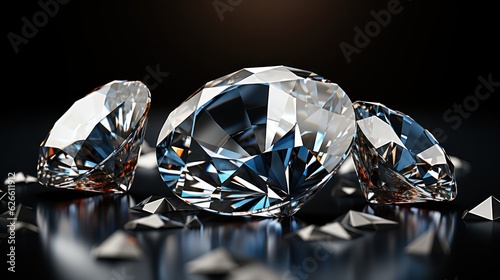 Diamond. Beautiful Diamonds Isolated on a Black Background. Gem. Background With a Copy Space. Brilliant. Made With Generative AI.