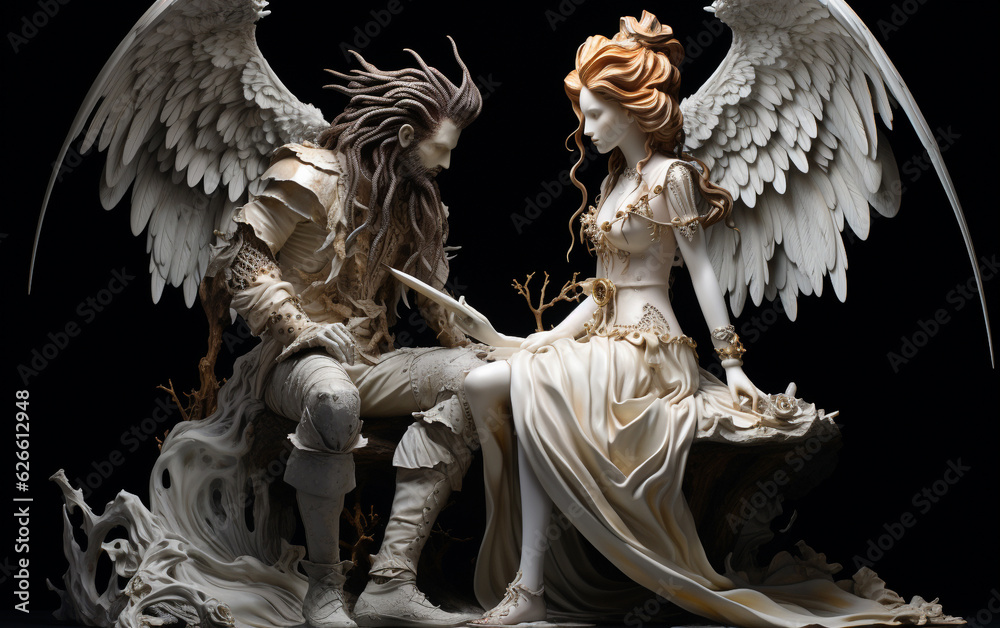 Fototapeta premium Enchanting Sculptures: The Magical World of Eva and Adan