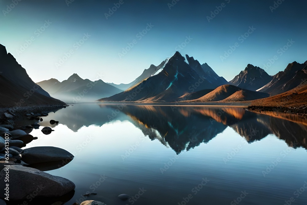 reflection of mountain in lake 