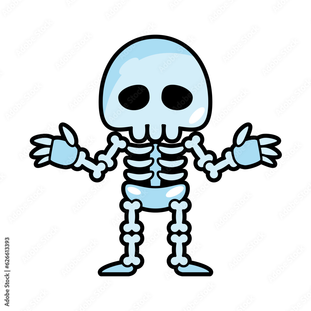 Skeleton ghost . Halloween cartoon characters . Vector .