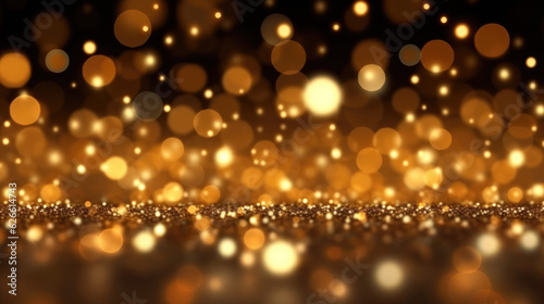 Golden Bokeh Lights on a Black Background A Festive and Glamorous Background