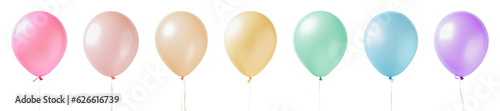 Pastel color ballons isolated on transparent background. Generative AI