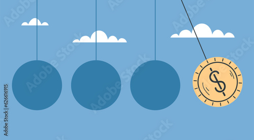 Interfere business chain reaction proactive abstract concept. Vector graphic design illustration