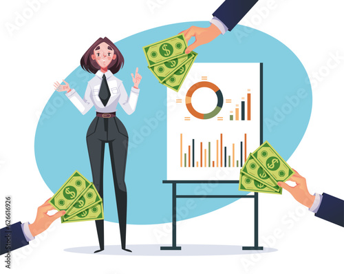 Strategy business finance presentation marketing seminar training concept. Vector graphic design illustration