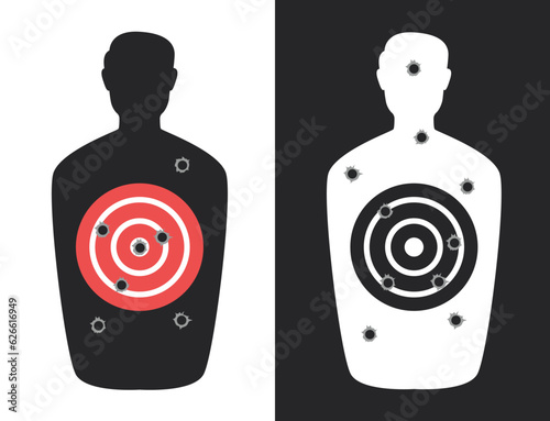 Target gun gunshot silhouette concept. Vector graphic design illustration