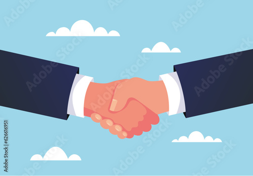 Handshake business people agreement relationship partnership concept. Vector graphic design illustration