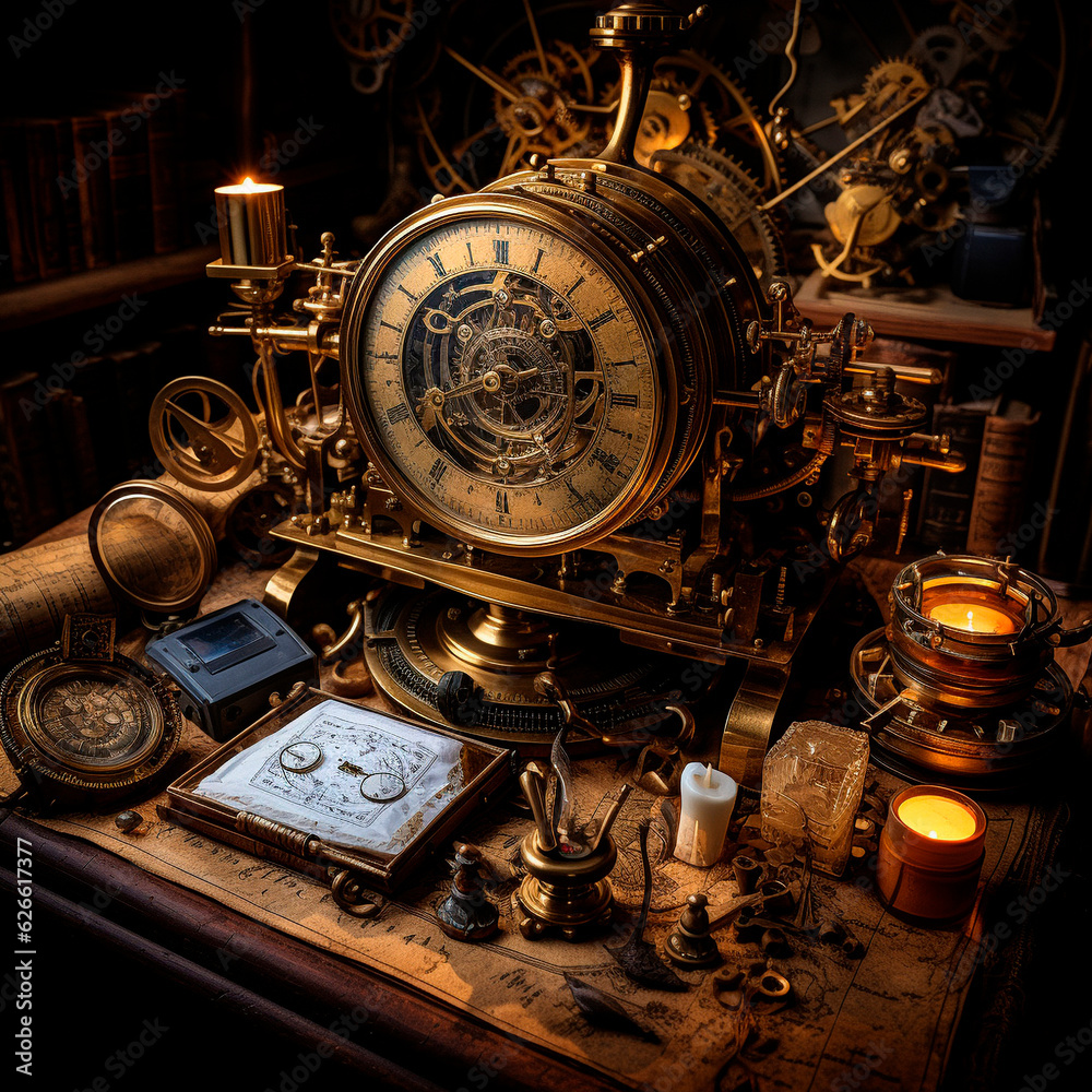 Classic steampunk professional background. High quality illustration