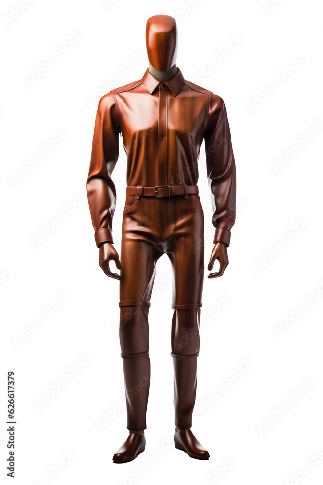 business worker male figure wooden statue isolated on transparent background ,generative ai business worker male figure wooden statue isolated on transparent background ,generative ai