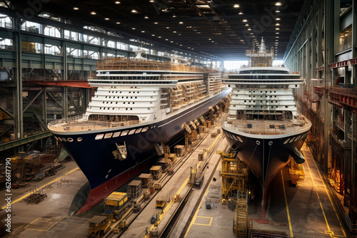 Fotografie, Tablou Assembly shop, shipyard for the assembly of cruise liners.
