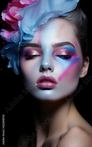 Artistic Elegance  Close-up Makeup Masterpiece on a Fashion Model