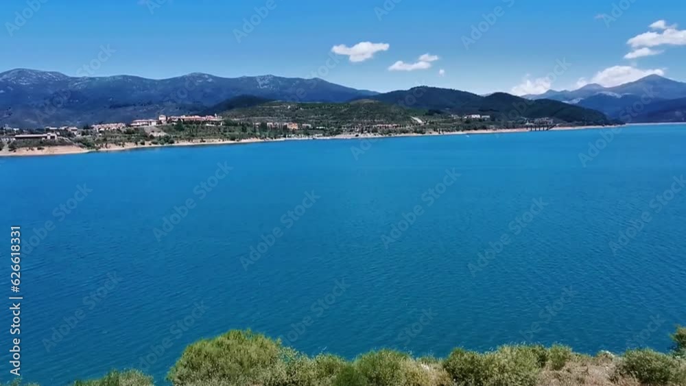 Panoramic view at the Riaño Reservoir, located on Picos de Europa or Peaks of Europe, a mountain range forming part of the Cantabrian Mountains in northern Spain Panoramic view at the Riaño Reservoir, located on Picos de Europa or Peaks of Europe, a mountain range forming part of the Cantabrian Mountains in northern Spain