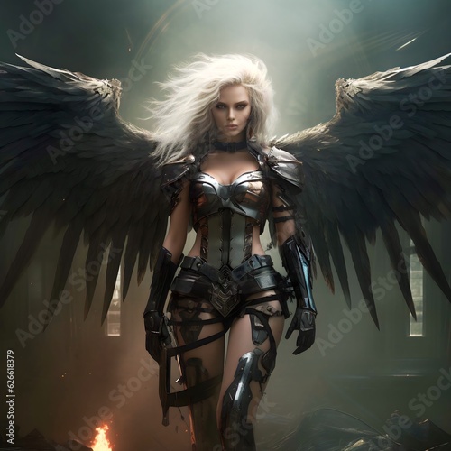 Warrior angel with wings