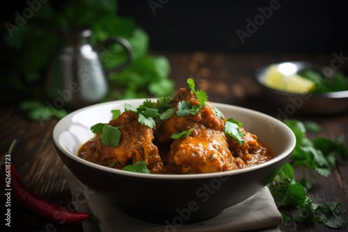 chicken vindaloo on a white bowl