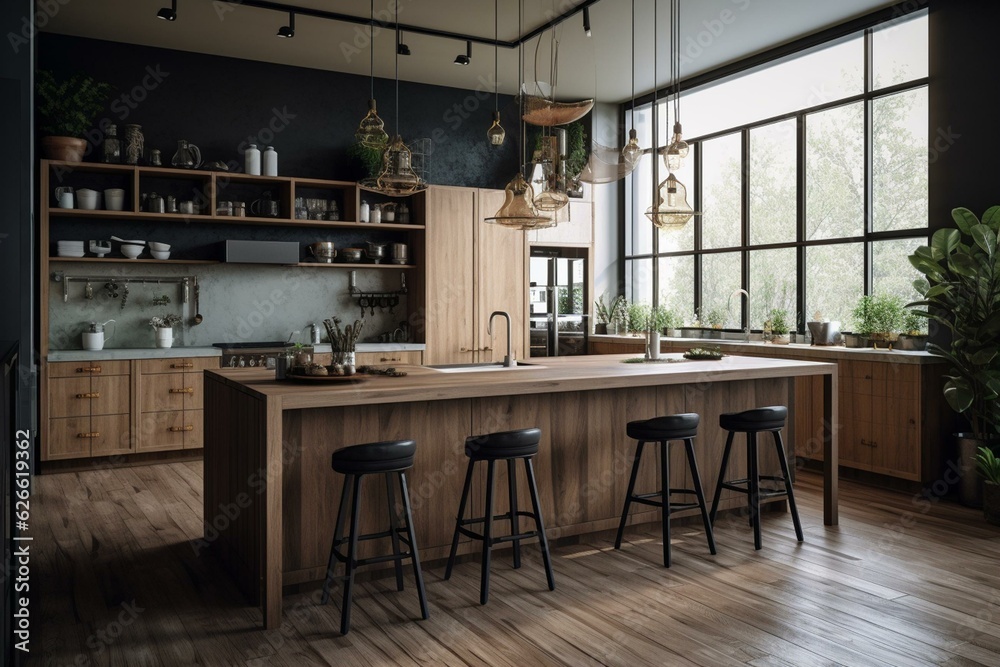 Contemporary kitchen interior design. Generative AI