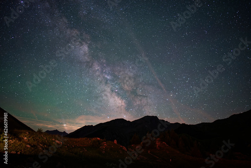 Milky-way and Saturn planet seen in the French Alpes near Vars