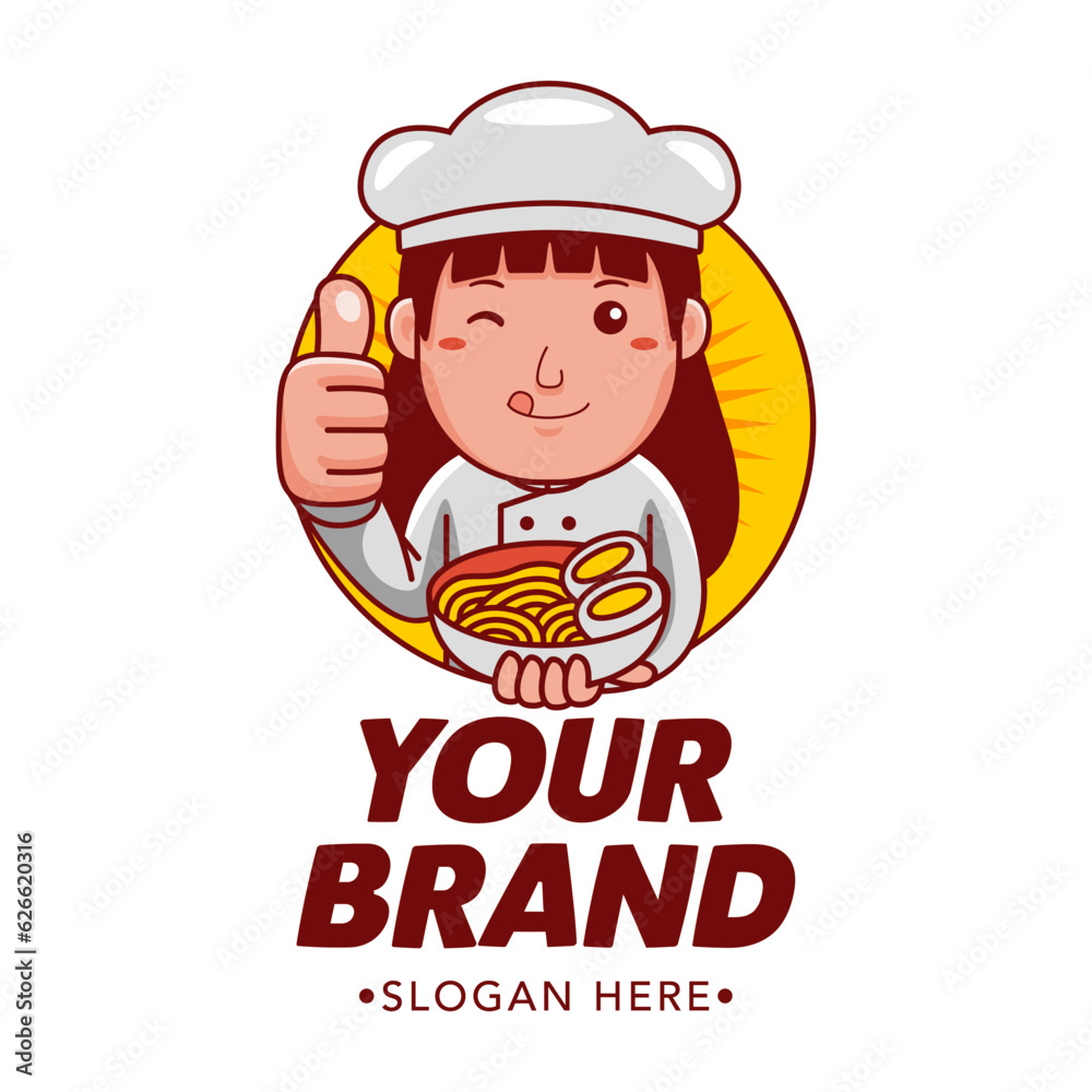 Chef Cartoon Character Logo Vector Template Chef Cartoon Character Logo Vector Template