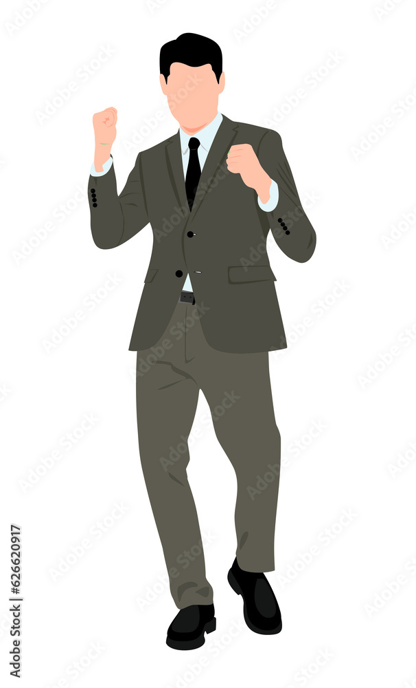 Business winner. Full length of happy young man in formal wear celebrating, gesturing, keeping arms raised and expressing positivity. Business winner. Full length of happy young man in formal wear celebrating, gesturing, keeping arms raised and expressing positivity.