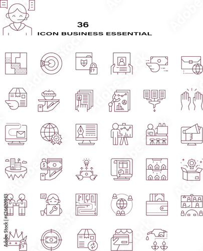 Business collection icon set. Icons for business, management, finance, strategy, marketing, editable eps 10
