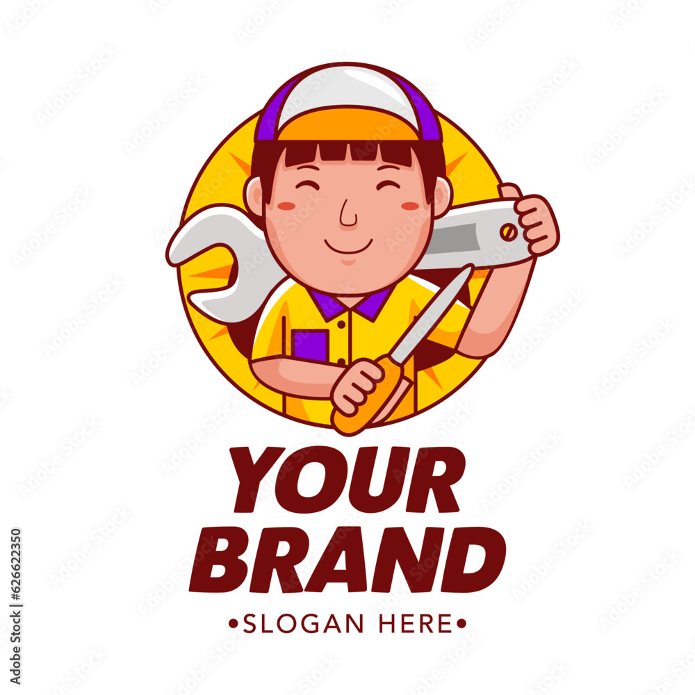 Mechanic Cartoon Character Logo Vector Template Mechanic Cartoon Character Logo Vector Template