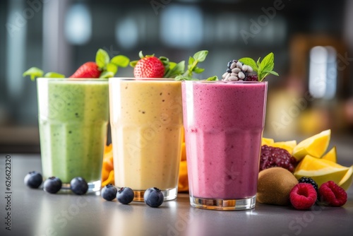 Tableau sur toile Fresh fruit smoothies. AI generated