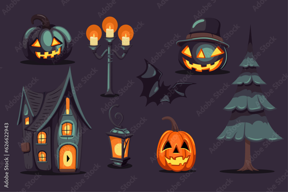 Dark halloween cartoon decoration