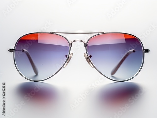 A close up shot of a pair of sunglasses on a white background, high resolution studio lighting with reflections modern and sleek design