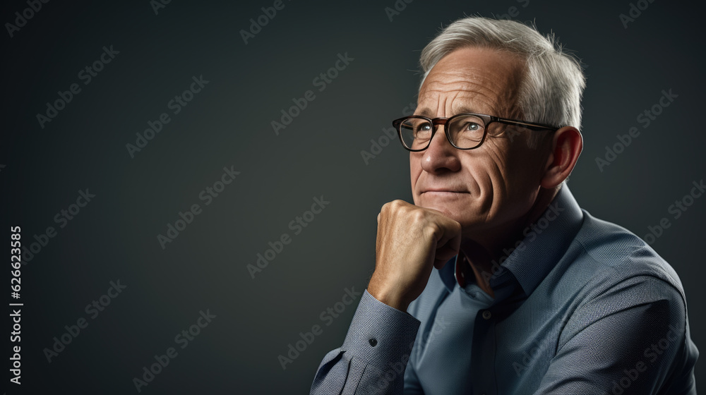 Pensive man on a dark background. Pensive man on a dark background.