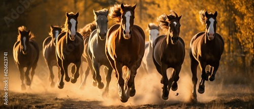 Horses Running Together. Generative ai