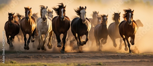 Horses Running Together. Generative ai © Scrudje