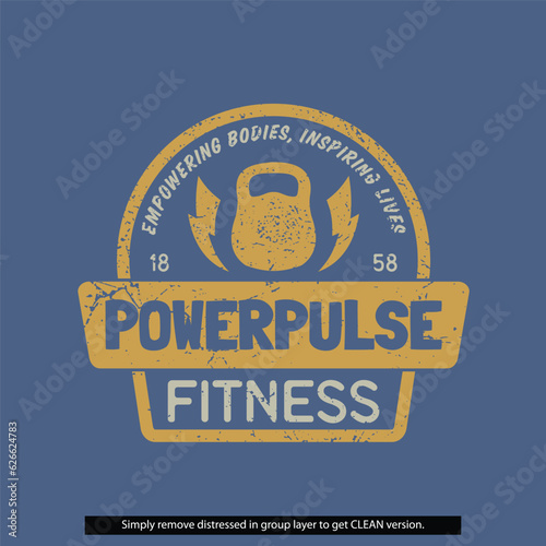 Vintage Distressed Clean Grunge Gym Fitness Lockup Type Badge Logo