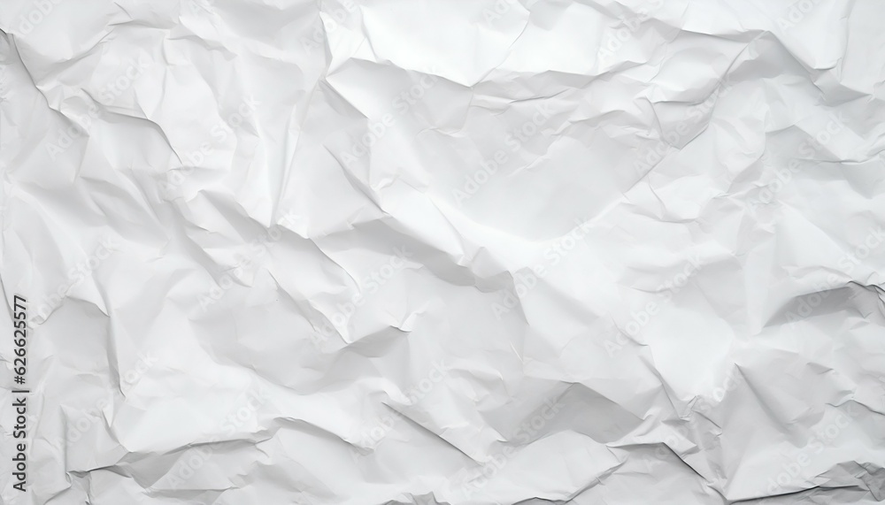 Fototapeta premium White Blank Crumpled and Creased Paper Poster Texture Background. Generative ai