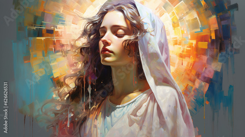 Tela Virgin Mary Mother of God Jusus Christ Savior Biblical concept hope pray forgiveness freedom peace mental strength