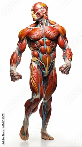 Human Muscle Anatomy System Isolated on White Background. Generative ai