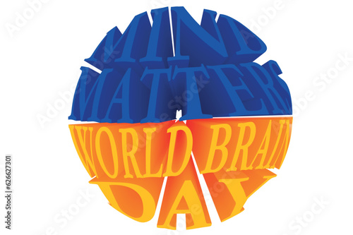3D Text Design About World Brain Day Quotes