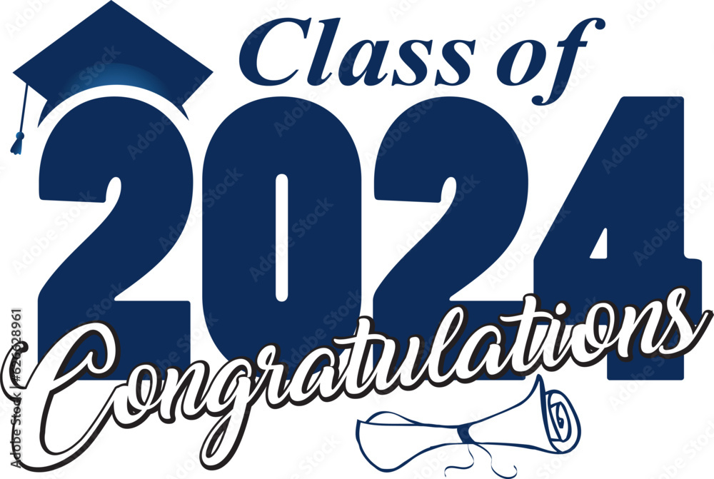 Class of 2024 Congratulations blue and black Stock Vector Adobe Stock