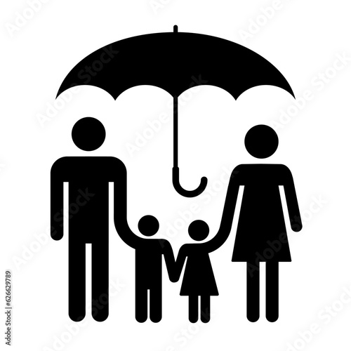 Family under the umbrella icon, concept people lifestyles and relationships in love and safety - stock vector